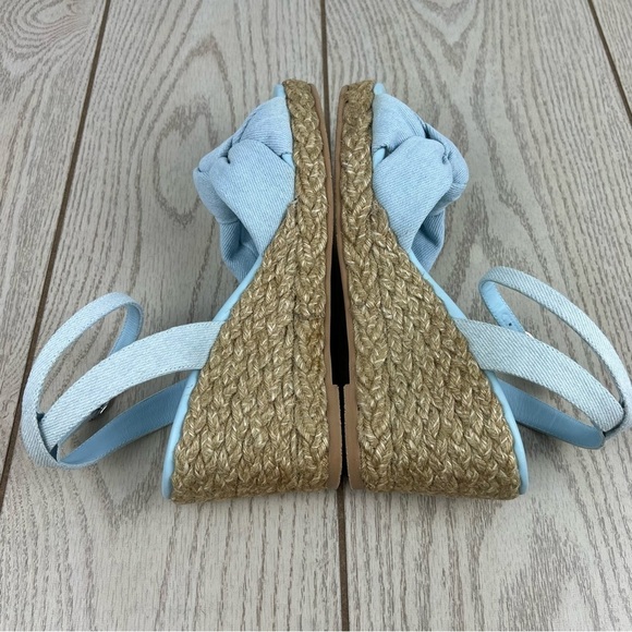 Stuart Weitzman Playa Espadrille Knot Wedge Sandals 38/7.5B Vintage Denim $395 - Picture 6 of 10